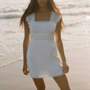 abercrombie white lace open tie back mini dress